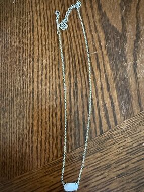 Kendra Scott Gold Chain Necklace with White Faceted Pendant